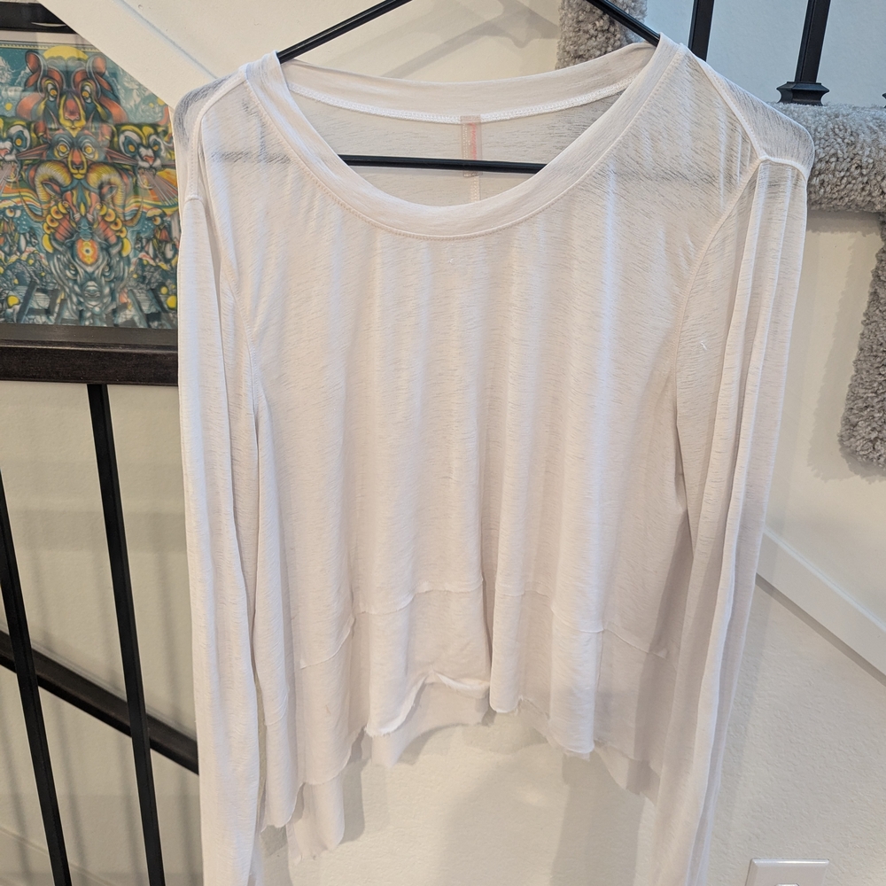 Women's Sheer White Long Sleeve Top